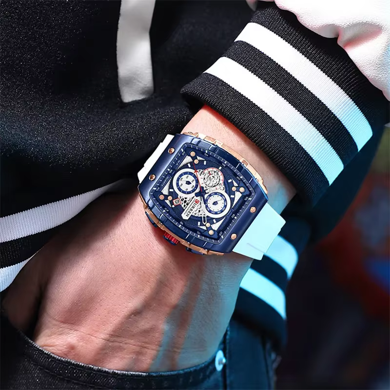 CURREN montre-bracelet étanche chronographe hommes montre haut de gamme de luxe blanc Silicone Original mâle horloge tout clair bas prix 8442