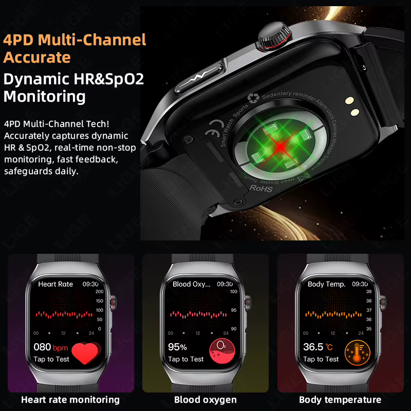 LIGE nouvelle montre intelligente ECG pompe à Air Airbag sangle SpO2 fréquence cardiaque moniteur de sommeil 1.43 "AMOLED santé Bracelet intelligent pour les Parents cadeaux
