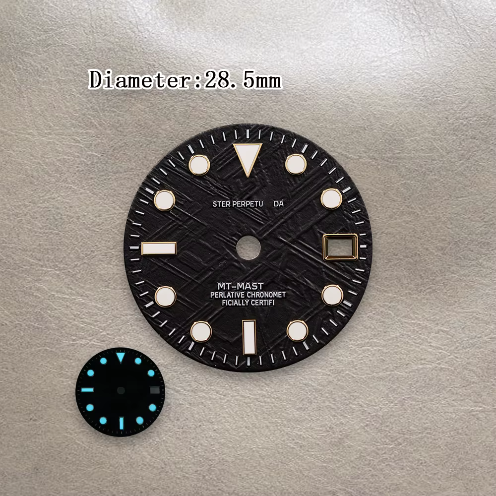  Accessoires de modification de montre de haute qualité : Cadran NH34 en météorite noire de 28