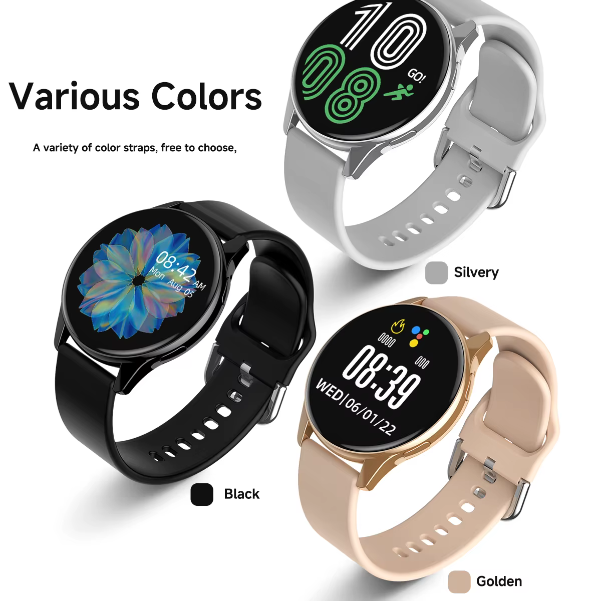 Montre intelligente HD écran tactile fréquence cardiaque sommeil BP surveillance de la santé pour téléphone Android et IOS BT appel Sport Smartwatch pour hommes femmes