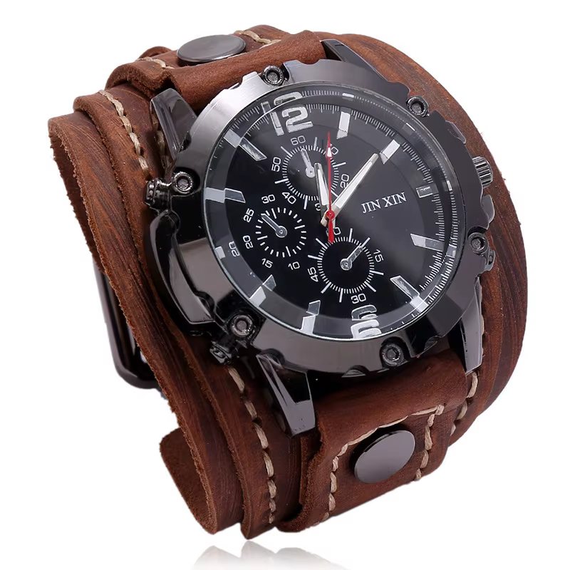 Nouveau Vintage hommes montres de haute qualité mode bracelet en cuir