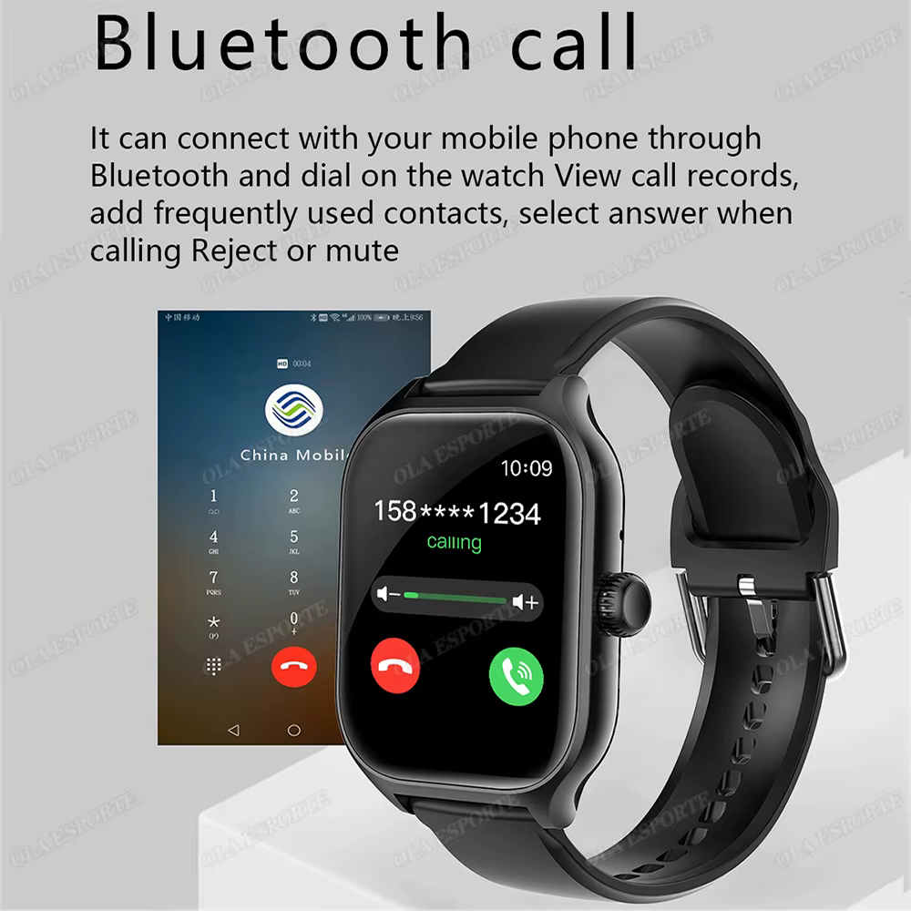 Montre intelligente cadran pour répondre aux appels suivi des calories 2.01 pouces fréquence cardiaque sang oxygène