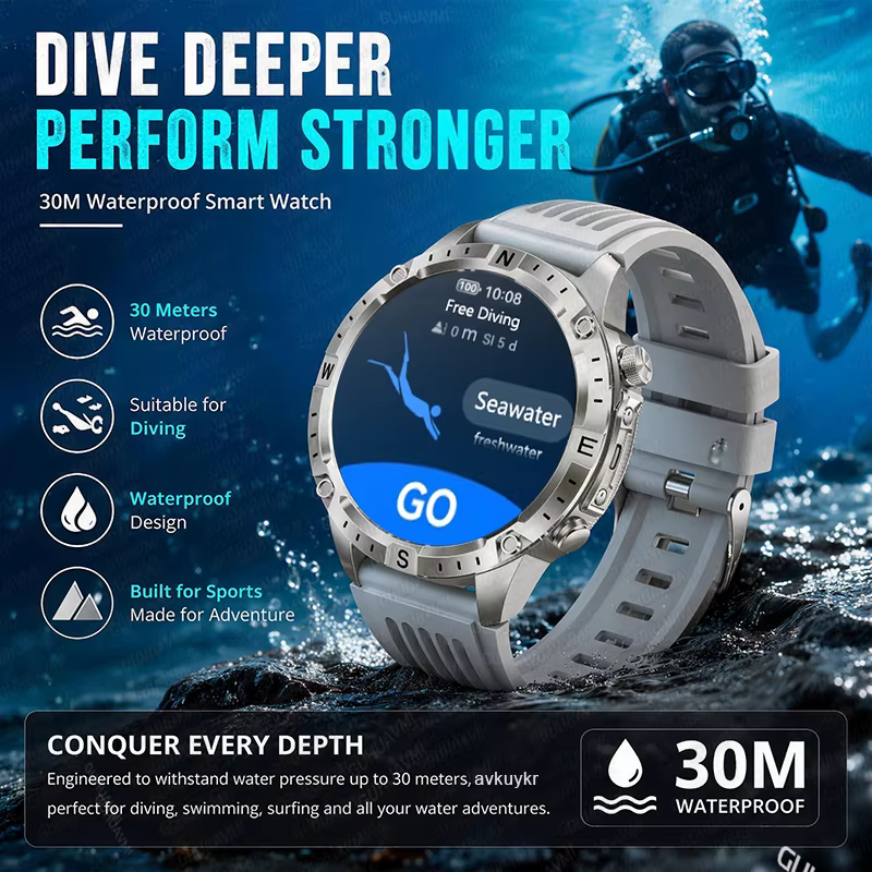 Nouvelle montre connectée GPS d'extérieur avec cartes hors ligne pour hommes