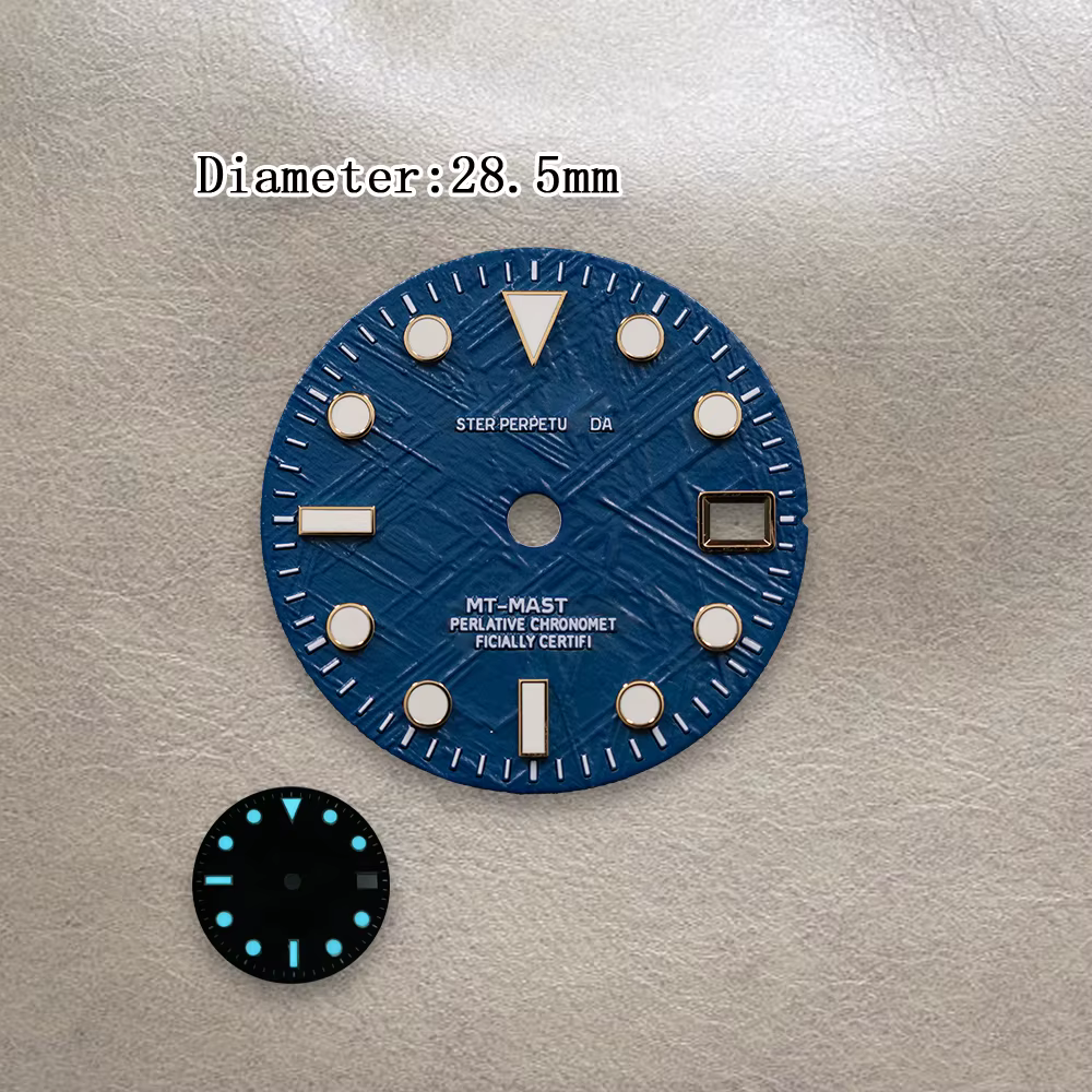  Accessoires de modification de montre de haute qualité : Cadran NH34 en météorite noire de 28