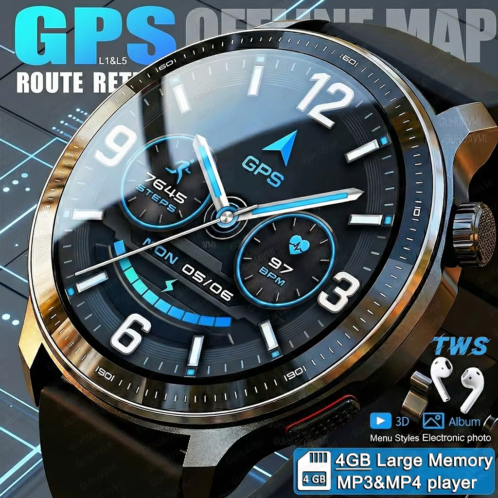 Nouvelle montre connectée GPS avec cartes hors ligne pour hommes