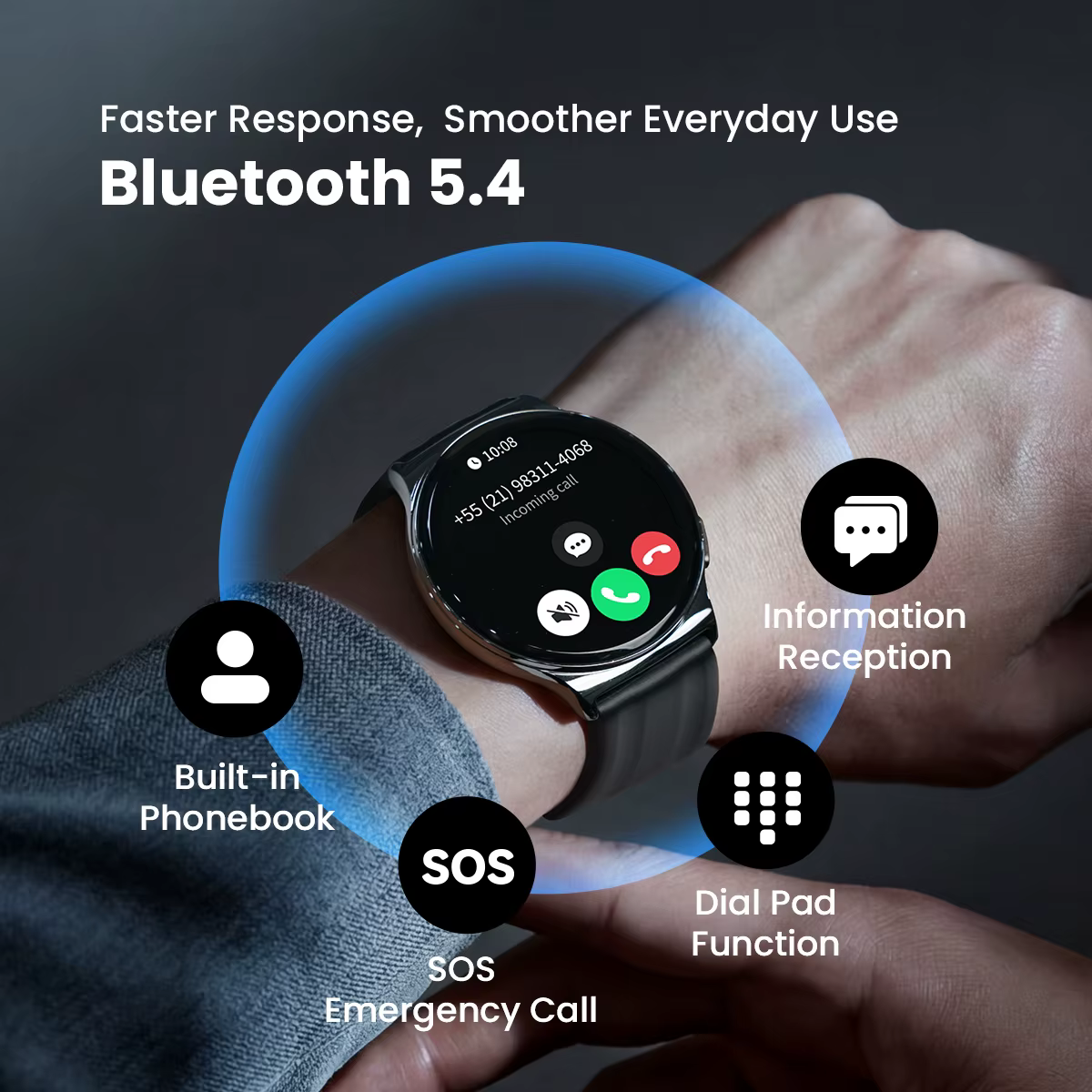 HAYLOU Solar Lite 2 Smartwatch 1.43 ''AMOLED affichage 24h surveillance de la santé plus de 150 Modes sportifs appel vocal montre intelligente 1ATM
