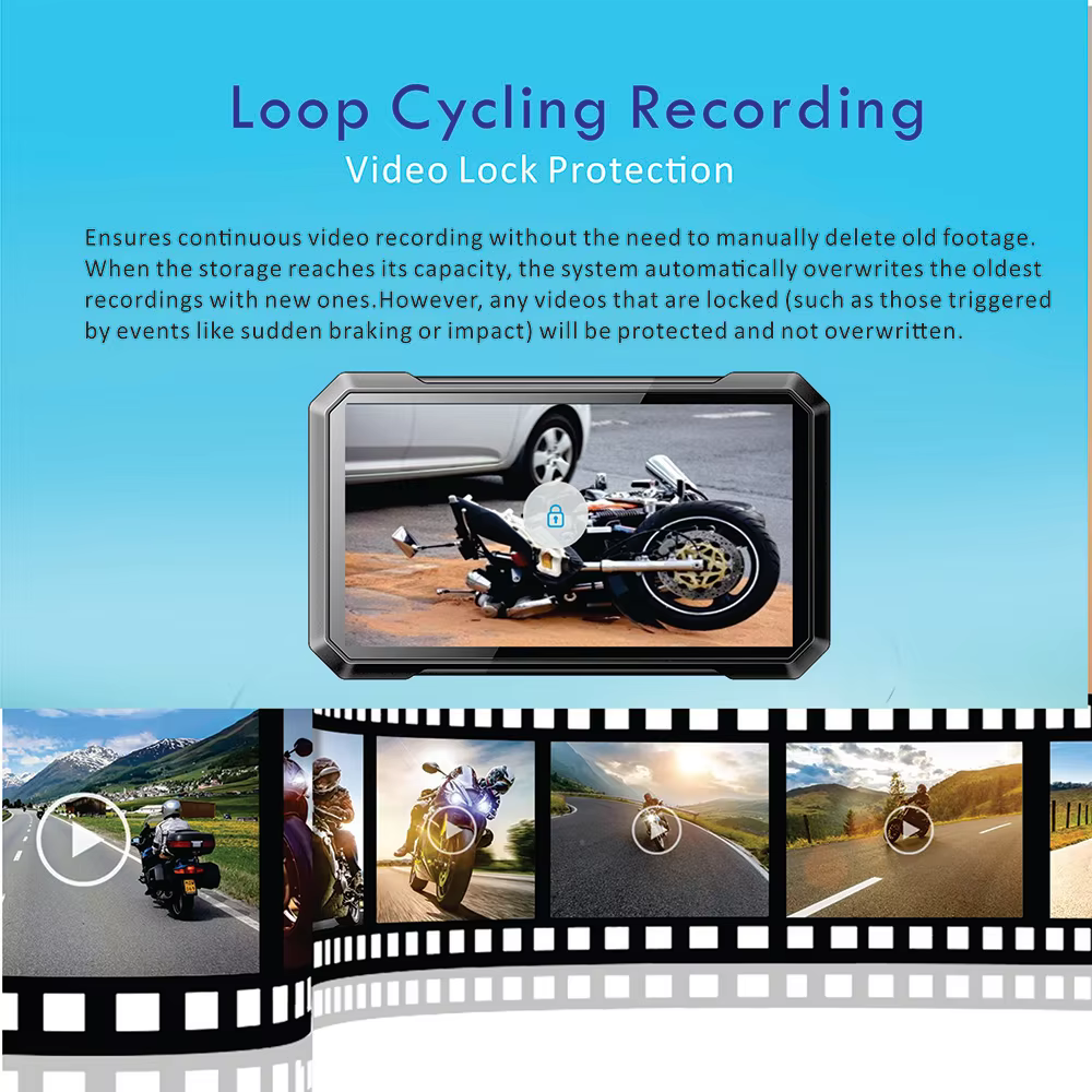 Dernier modèle de navigateur GPS pour moto de 7 pouces avec caméra CarPlay et système de surveillance de la pression des pneus pour voitures et motos