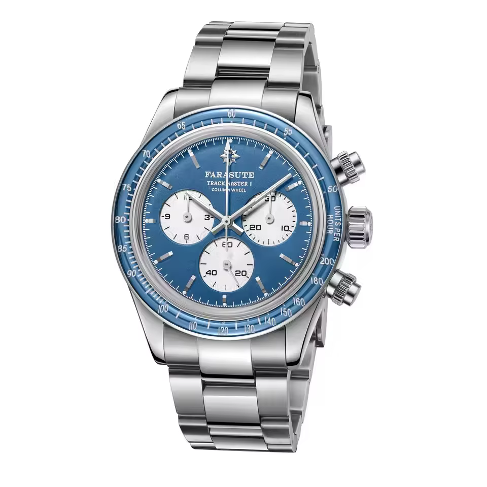 FARASUTE hommes montre automatique chronographe rétro mécanique montre-bracelet saphir 100M étanche
