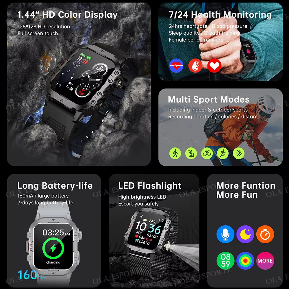 Nouvelle montre intelligente militaire 2025 pour hommes