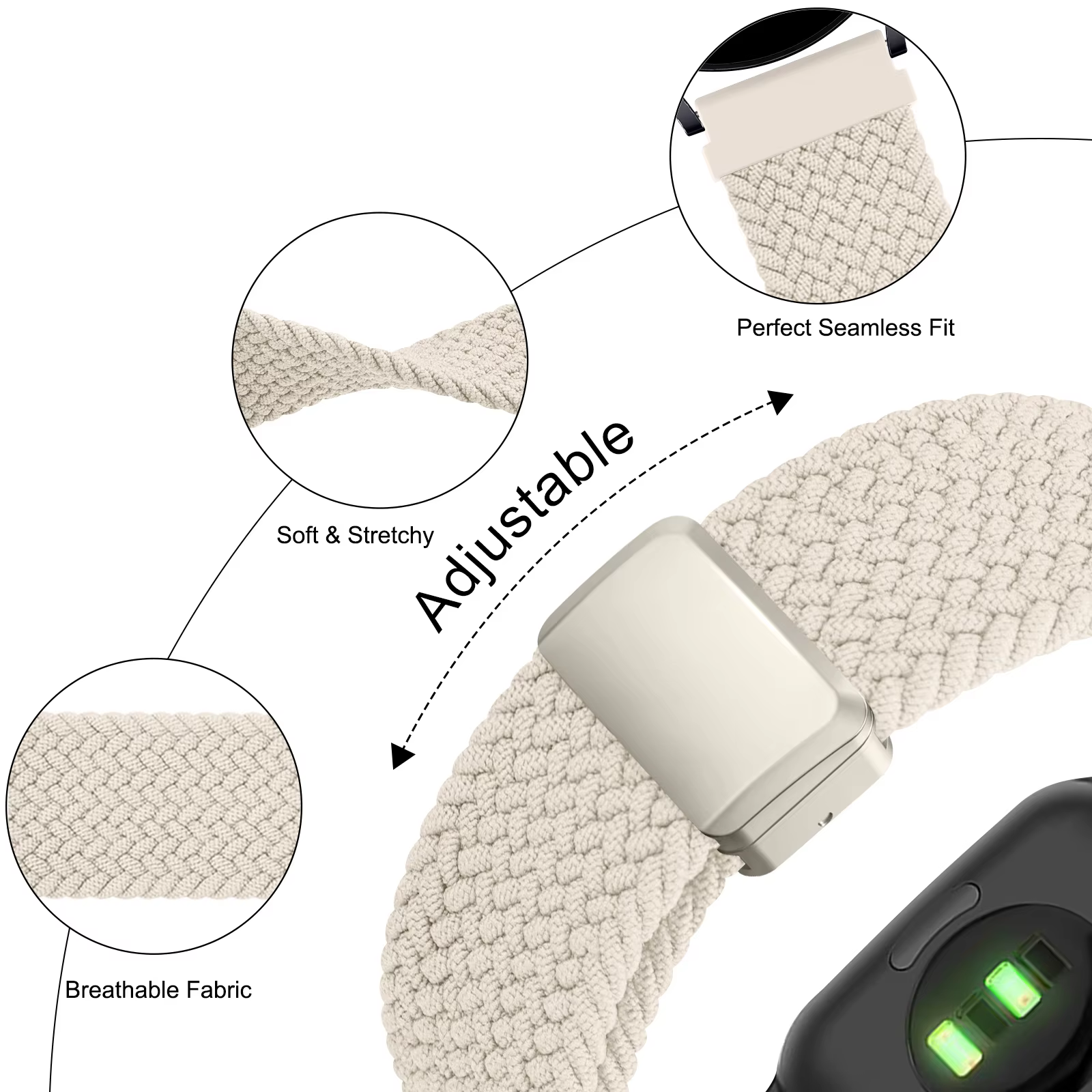 Bracelet tressé 18/20/22mm pour Garmin Vivoactive 4 5 3 S/Venu 3 2s Sq 2 Plus/Forerunner 265 255S 645 245 Music/Vivomove