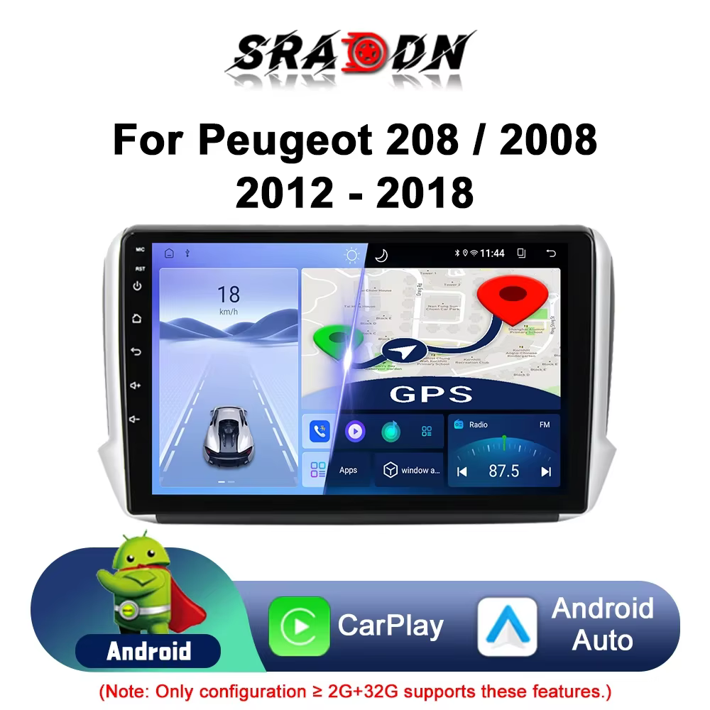 Pour Peugeot 2008 208 2012 2013 2014 2015 2016 2017 2018 Autoradio Android Lecteur Vidéo Multimédia Automobile Navigation GPS Carplay Écran Tactile Stéréo Automatique Système Intelligent
