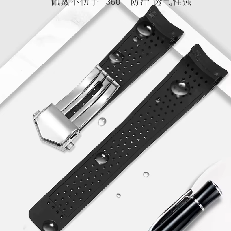 Bracelet de montre en caoutchouc pour TAG HEUER GRAND CARRERA