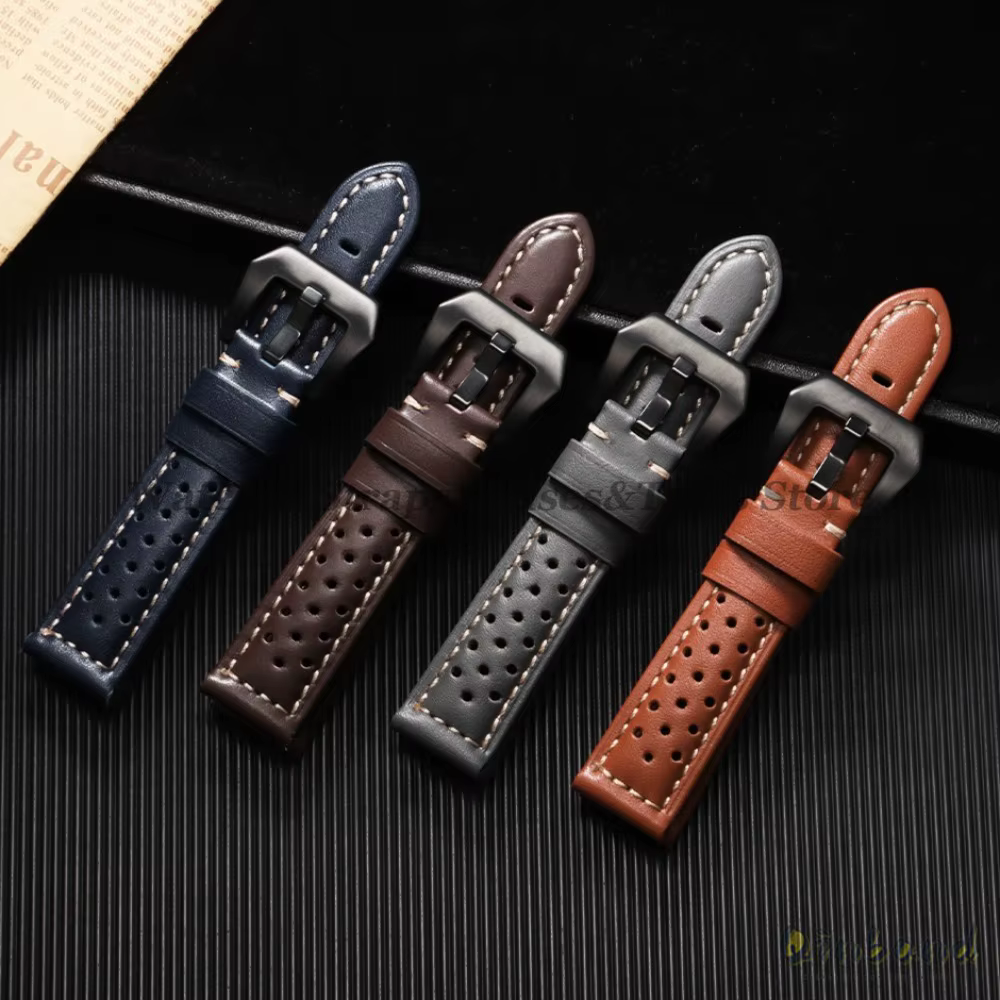 Bracelet de montre en cuir de vache respirant fait à la main 18mm 20mm 22mm 24mm 26mm pour Panerai pour Omega