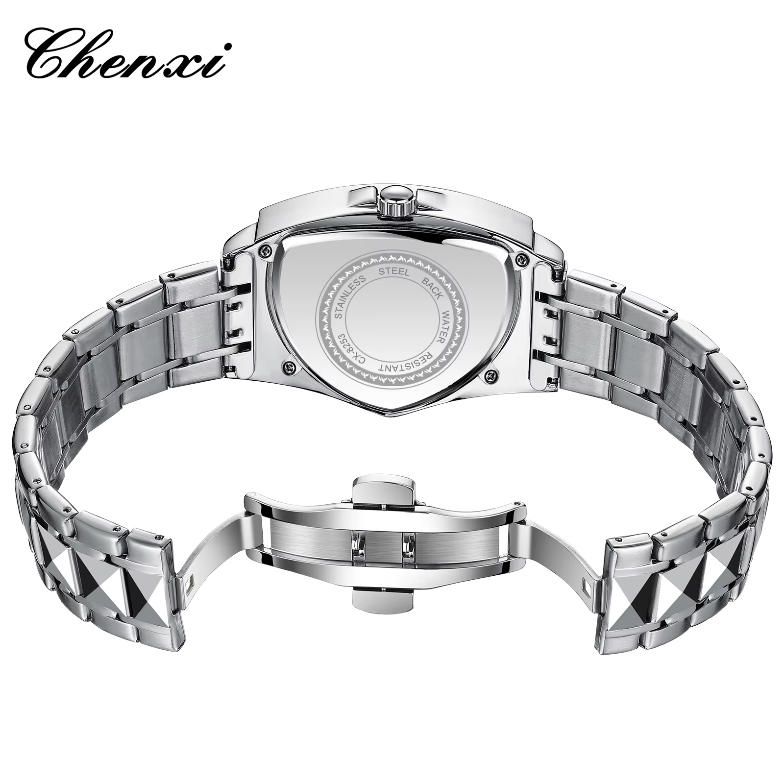 CHENXI homme d'affaires montre cadran triangulaire Unique luxe lumineux Quartz étanche montres pour hommes bracelet en acier inoxydable