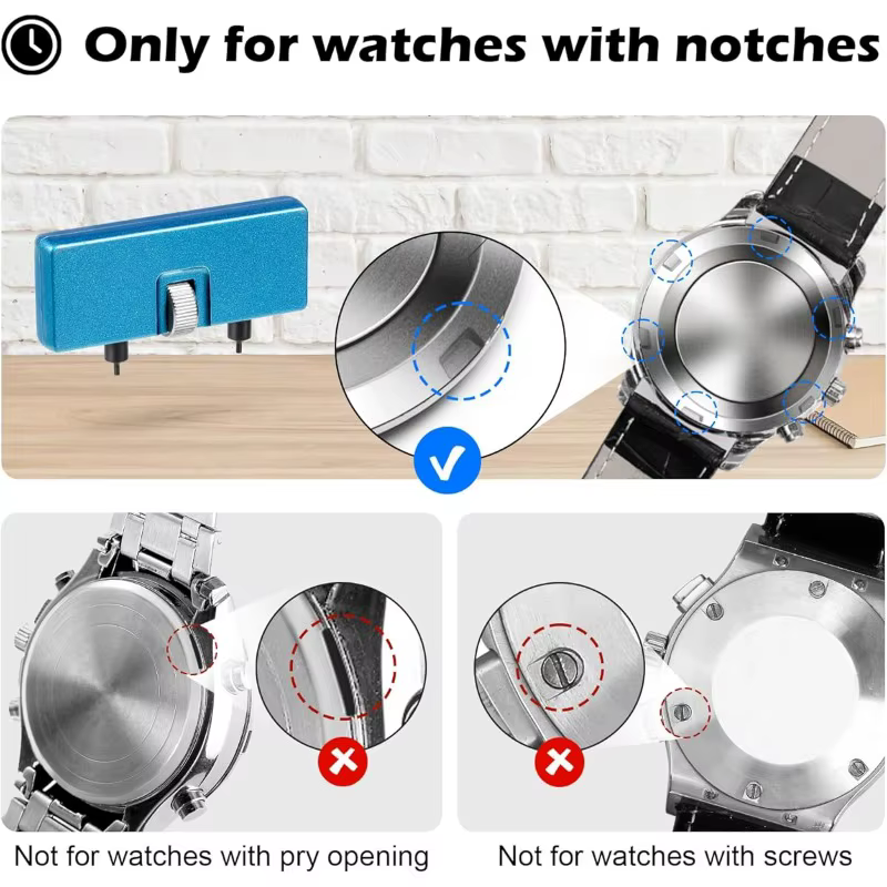 1 pièce Remplacez le kit d'outils. Mécanisme d'ouverture/fermeture réglable pour le boîtier de la montre. Convient pour le remplacement de batterie DIY