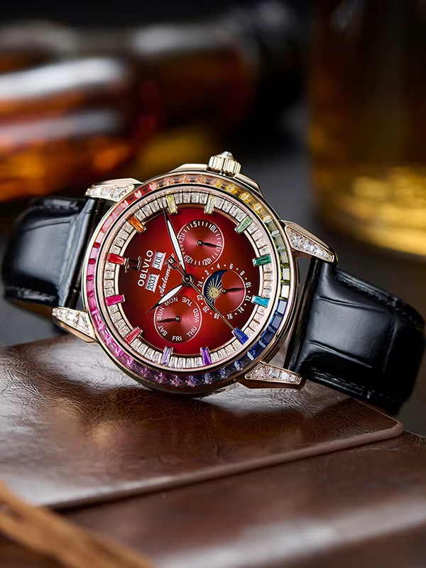 OBLVLO montre automatique pour hommes 40mm montre-bracelet mécanique 5ATM lunette en cristal lumineux année