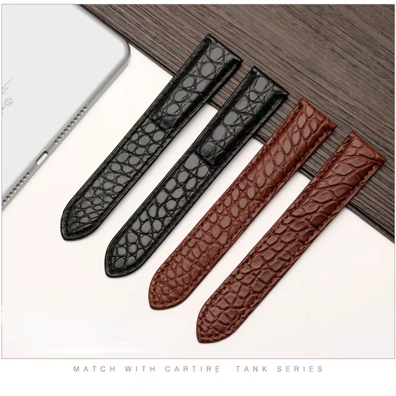 Bracelet de montre en cuir véritable pour homme