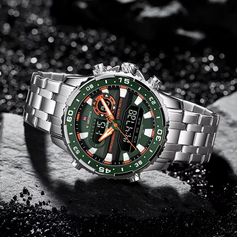 Montre-bracelet analogique numérique à quartz pour homme