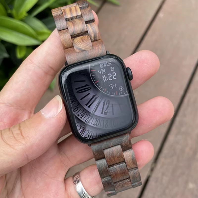 Bracelet en bois papillon pour Apple Watch Series