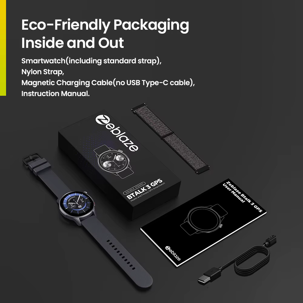 Nouveau Zeblaze Btalk 3 GPS Smartwatch 1.43 "AMOLED écran double sangle Bluetooth appel montre de sport fréquence cardiaque SpO2 suivi du stress
