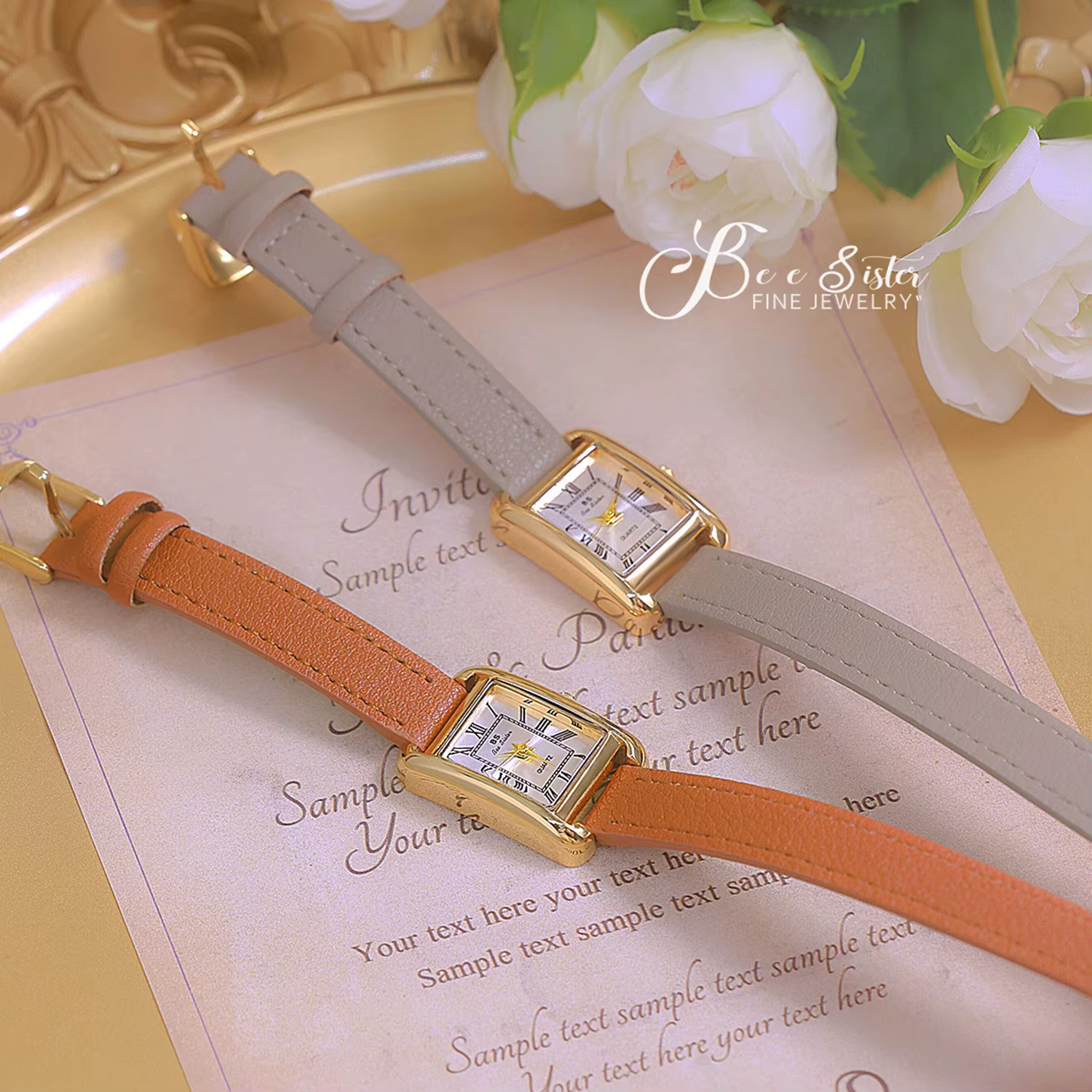 Montres à cadran romain rectangulaire vintage pour femme
