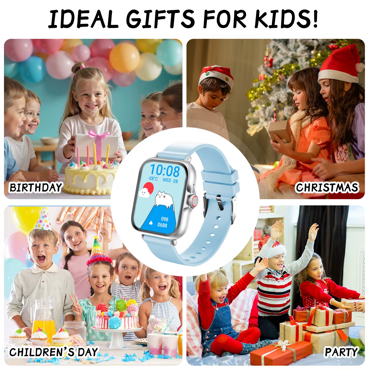Nouvelle Montre Connectée Enfant 2026 1.83'' HD Appel Bluetooth Partenaire d'Étude Lecteur de Musique Multilingue Mini Jeux Calculatrice Cadeau d'Anniversaire