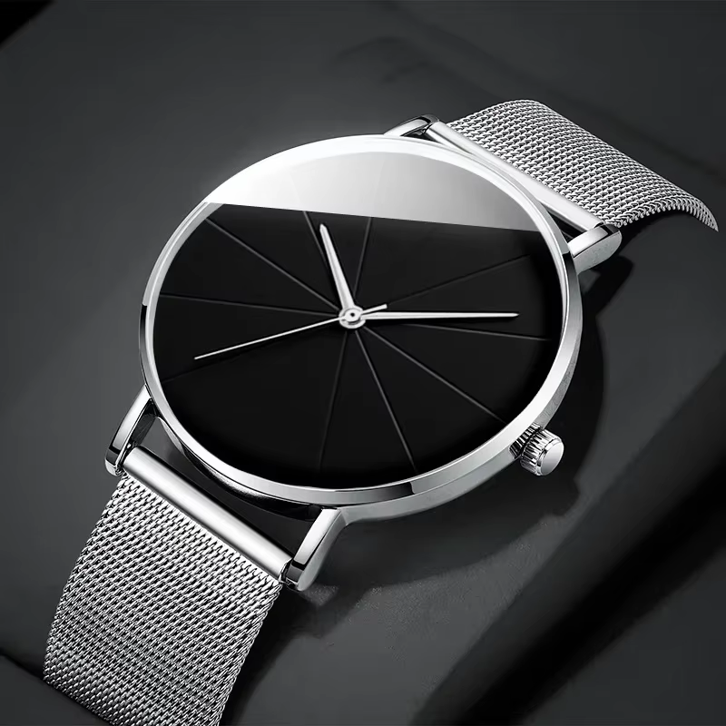 Montres de mode pour hommes minimalistes simples hommes d'affaires Ultra mince en acier inoxydable maille ceinture montre à Quartz relogio masculino