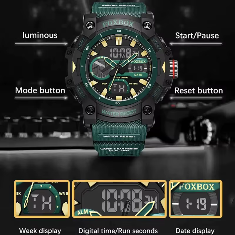 LIGE mode montres numériques pour hommes haut de gamme de luxe militaire Montre étanche