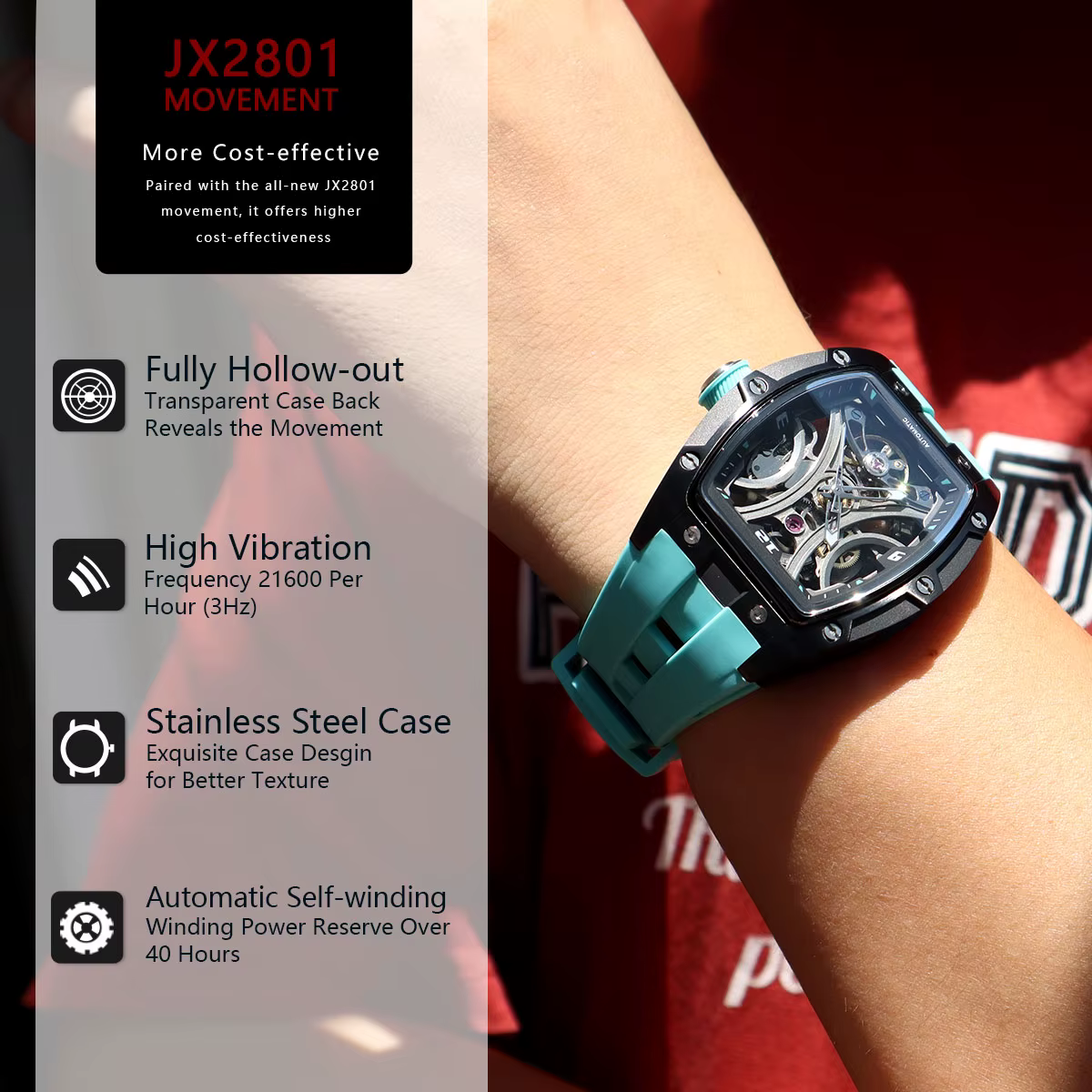 Montre mécanique de sport tendance MEGIR pour homme