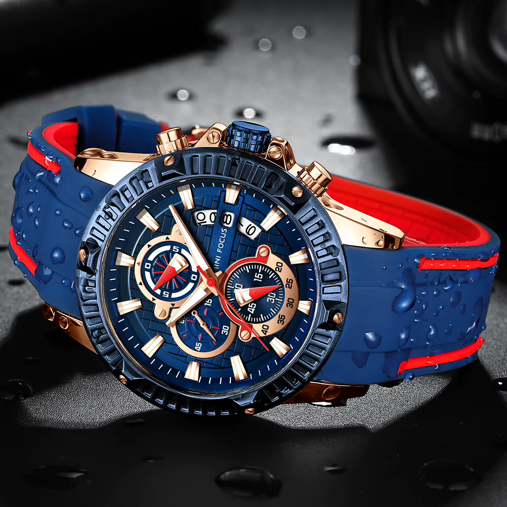 Top marque MINI FOCUS montre pour hommes bracelet en Silicone étanche Quartz chronographe