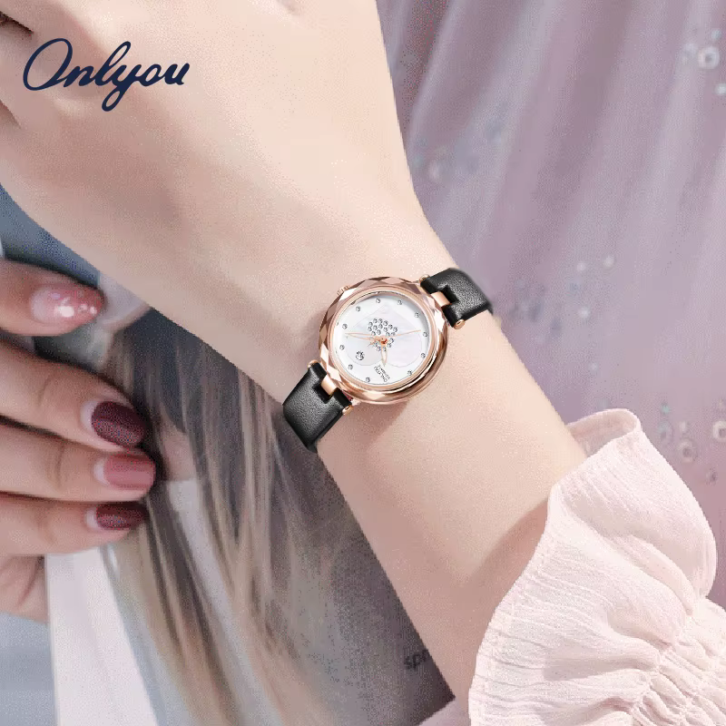 ONLYOU Nouvelle montre de luxe pour femme avec un bracelet en cuir véritable