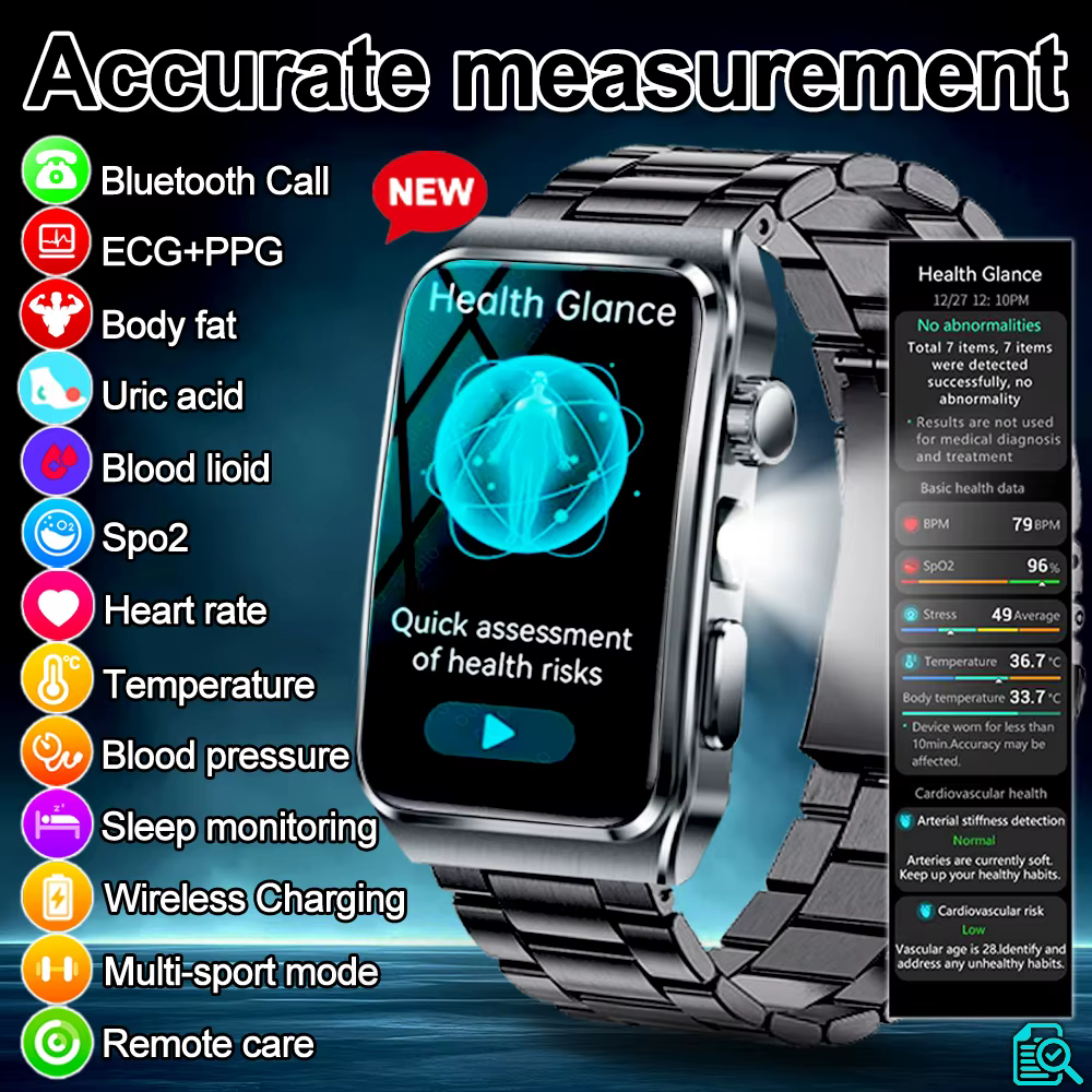 2025 nouveau ECG + PPG diagnostic de santé montres intelligentes hommes femmes horloge acide urique lipide BP traqueur de fréquence cardiaque NFC sport montre intelligente IOS