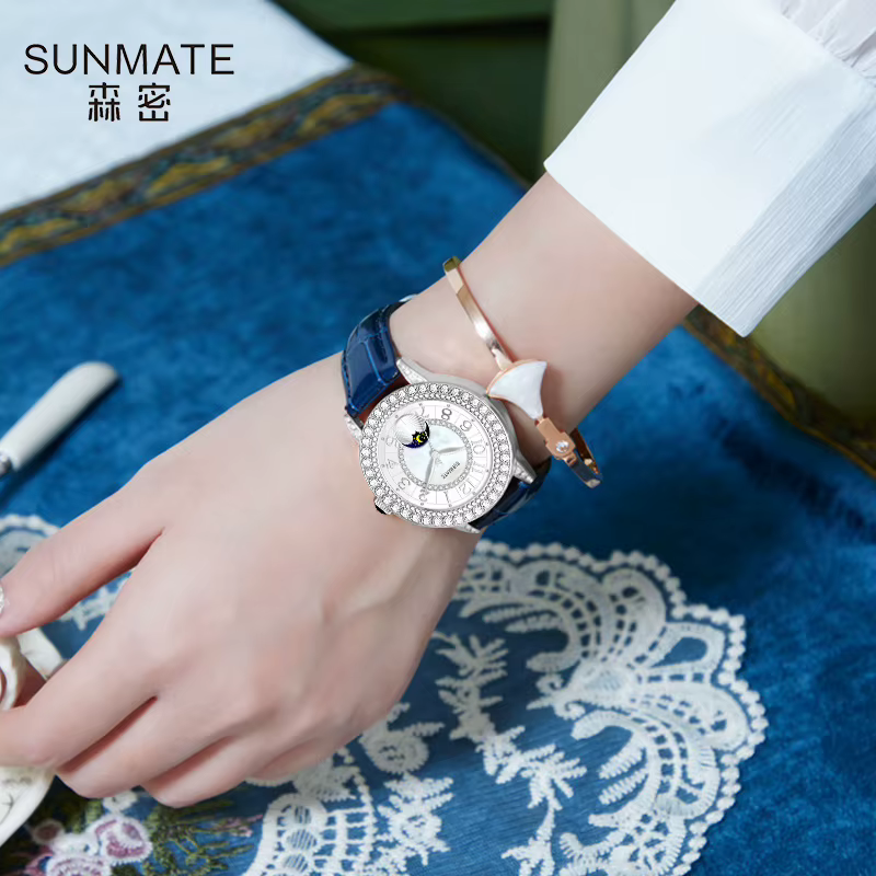 SUNMATE Montre à quartz mince pour femme – Affichage analogique simple