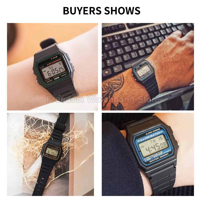 Pour Casio AQ-S800W W-800H W-217 bracelet de montre en résine de Sport léger système de boucle convexe noire