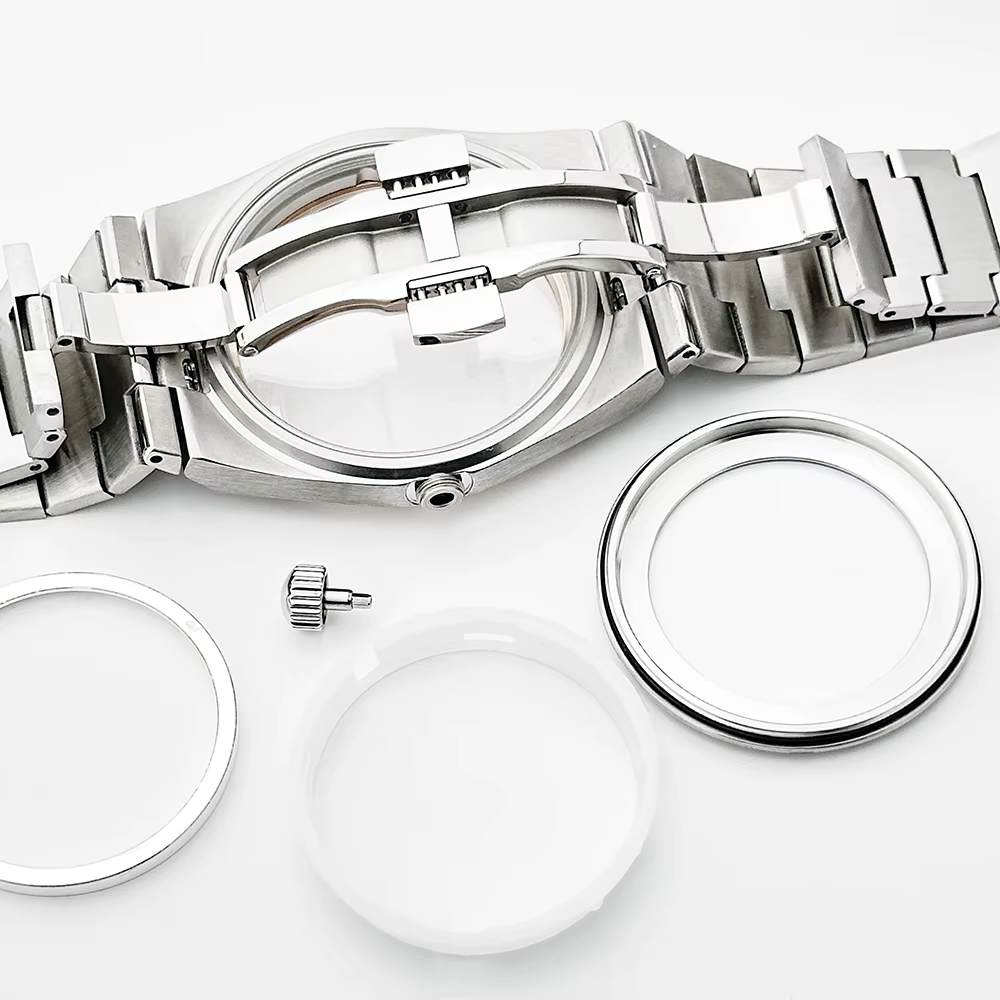 PRX NH35 40mm boîtier de montre cannelé lunette lisse ajustement 28.5 et 31.8mm cadran pour Tissot NH35/36/38 mouvement automatique saphir Mod pièces