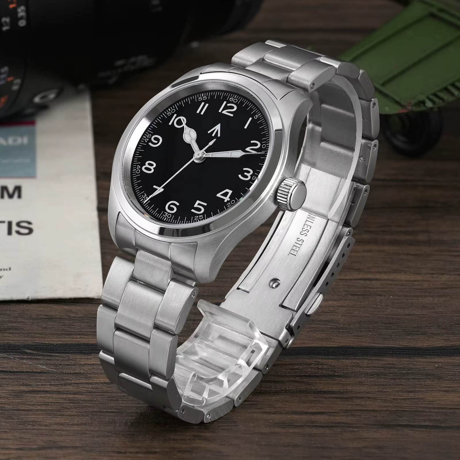 Militado ML08 V2 montre à Quartz Vintage militaire VH31 mouvement Double cristal saphir C3 BGW-9 lumineux étanche 38mm