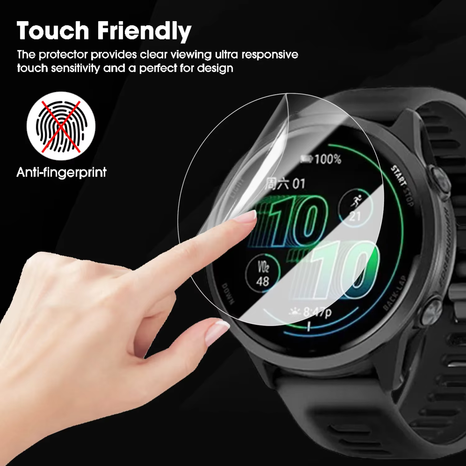 Pour Garmin Forerunner 965 570 955 265 265S 255 255S Film de protection Hydrogel protecteur d'écran HD pour Forerunner 965 570 42/47mm