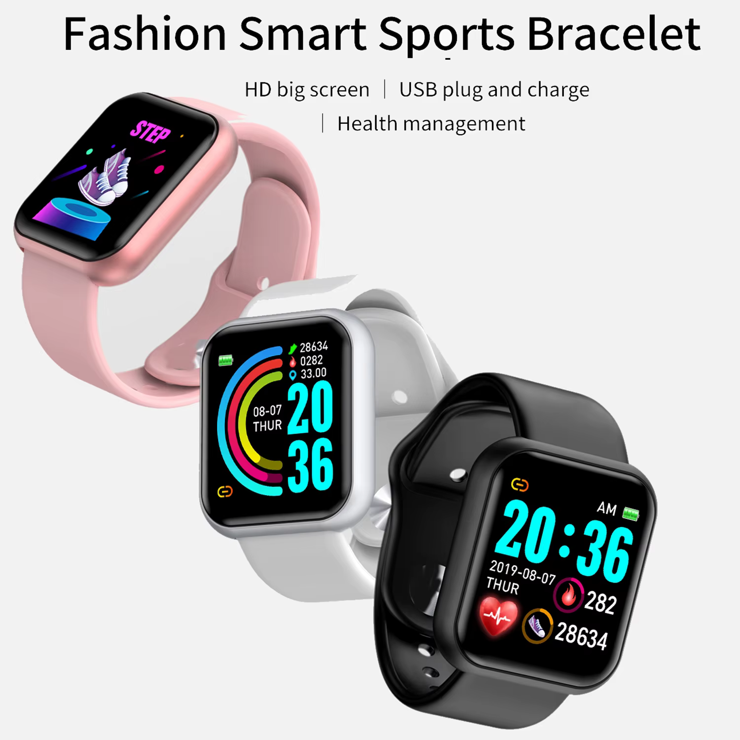 Hommes montres intelligentes écran couleur Bluetooth femme Fitness Sport Bracelet santé sommeil moniteur horloge électronique Smartwatch alarme Y68