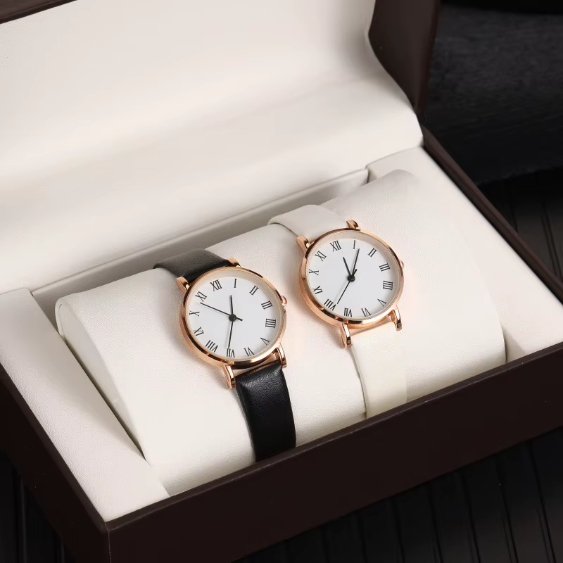 Montre à quartz analogique brillante en cuir PU pour femme