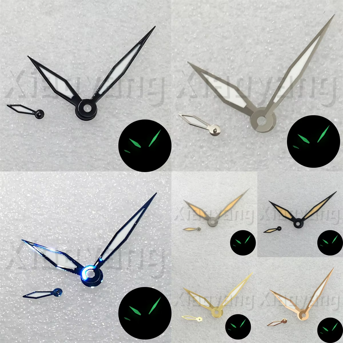 Aiguilles de montre vert lumineux noir or Rose or bleu main adaptée ETA 6497 6498 ST3600 3620 mouvement