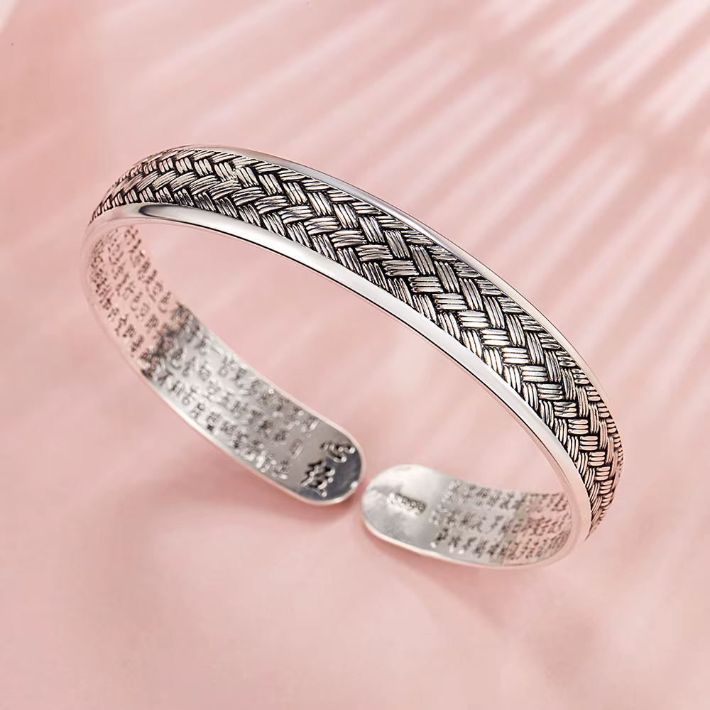 Bracelets noirs tissés en argent Sterling 925 pour femmes