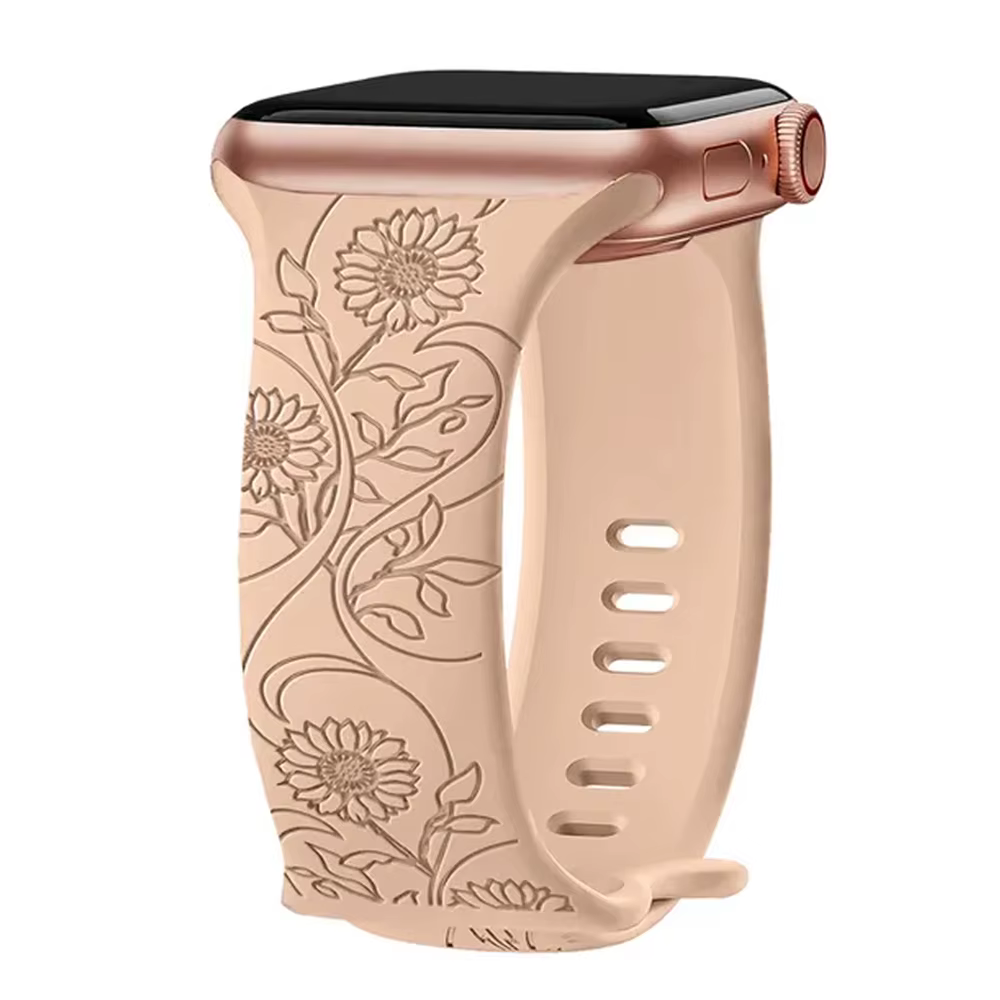 Bracelet pour bracelet de montre Apple 44mm 42mm 41mm 40mm 45mm 49mm 44mm bracelet gravé Floral correa iwatch série 9 7 SE 6 8 Ultra 2