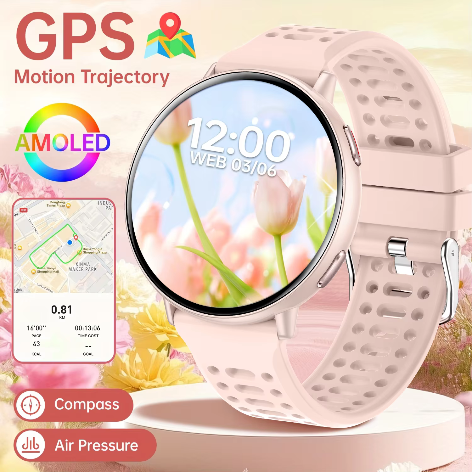 Nouvelle montre connectée GPS 1.43 AMOLED avec boussole