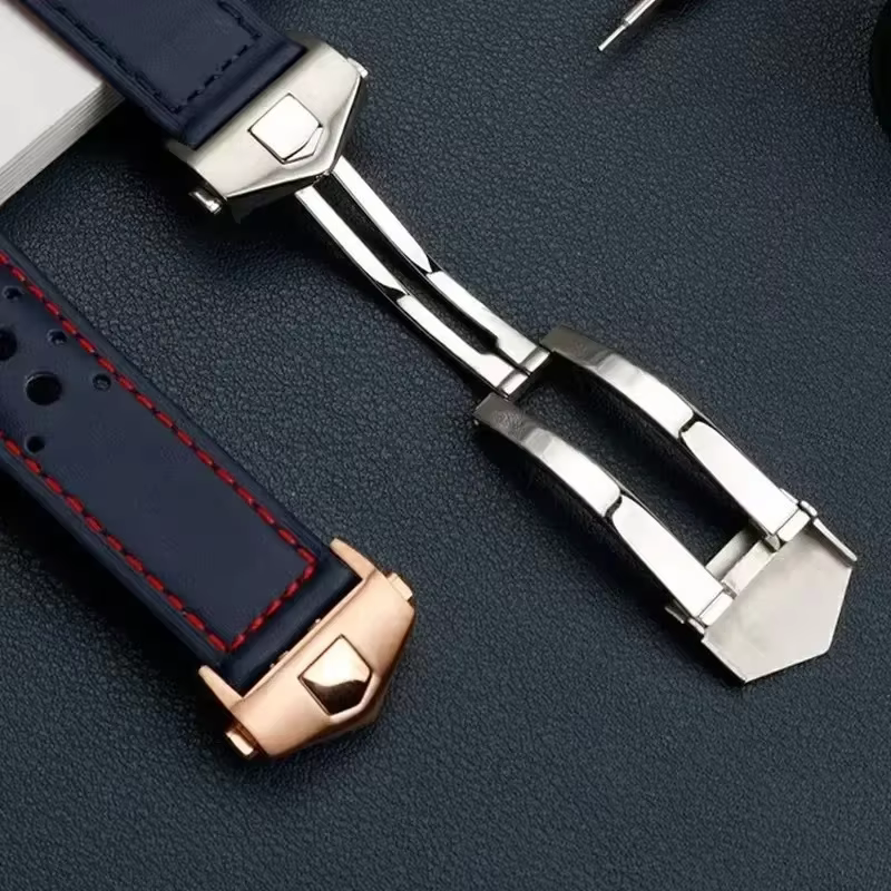 Bracelet de montre élégant en cuir véritable pour homme