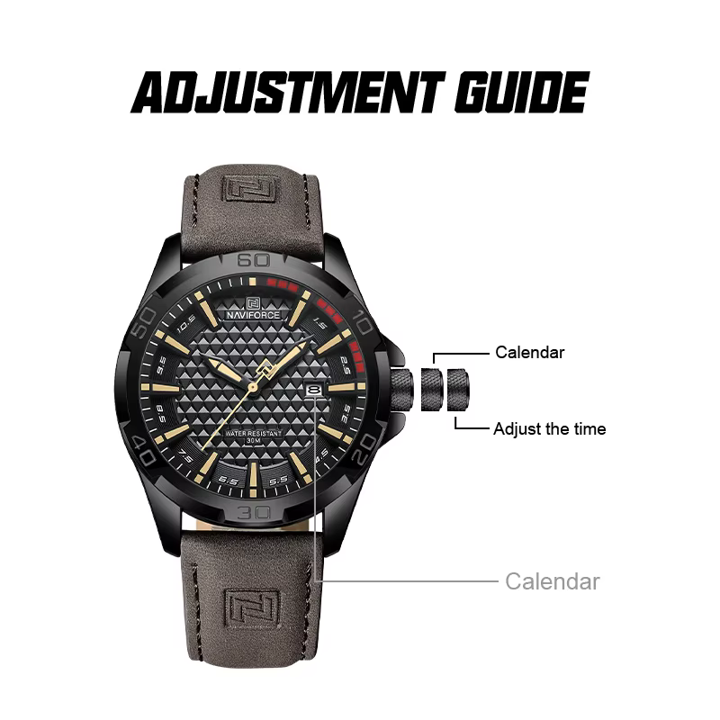 NAVIFORCE hommes Sport décontracté militaire Quartz calendrier montre-bracelet pour homme d'affaires en cuir étanche