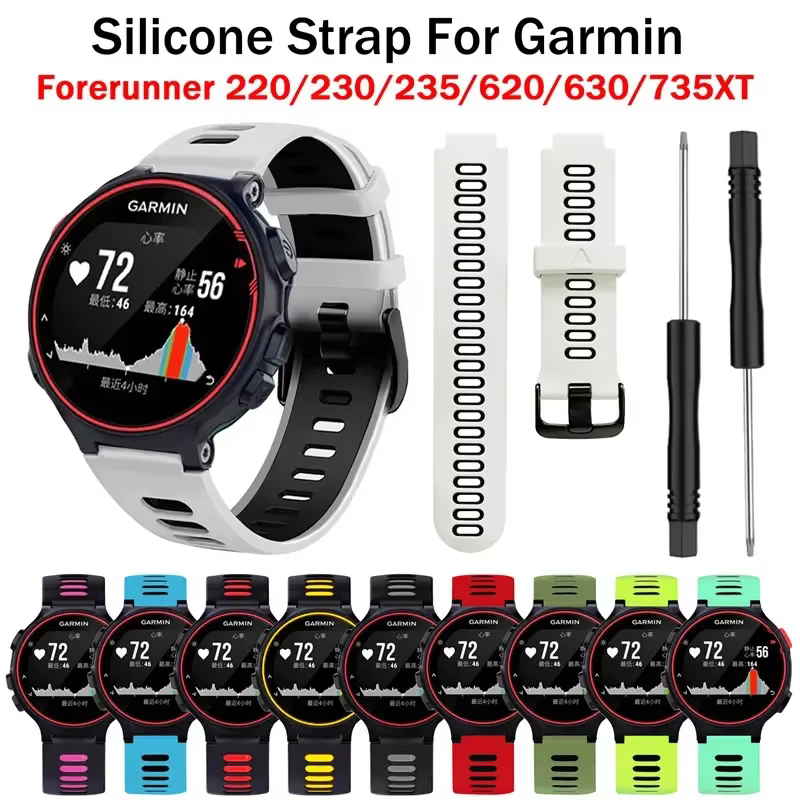Bracelet de montre en Silicone pour Garmin Forerunner 735XT 735/220/230/235/620/630 Approach S20 S5 S6