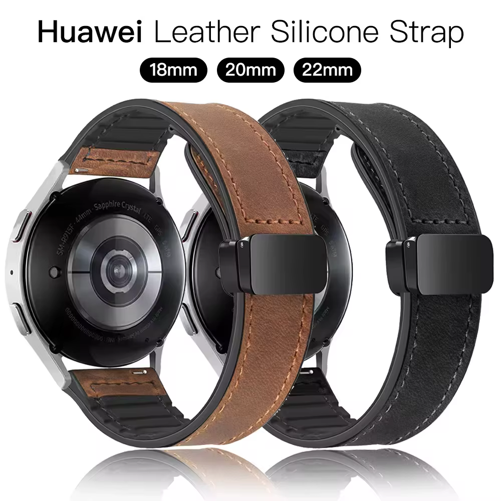 Bracelet en cuir et silicone pour Huawei Watch GT 6 5 4 46mm 41mm