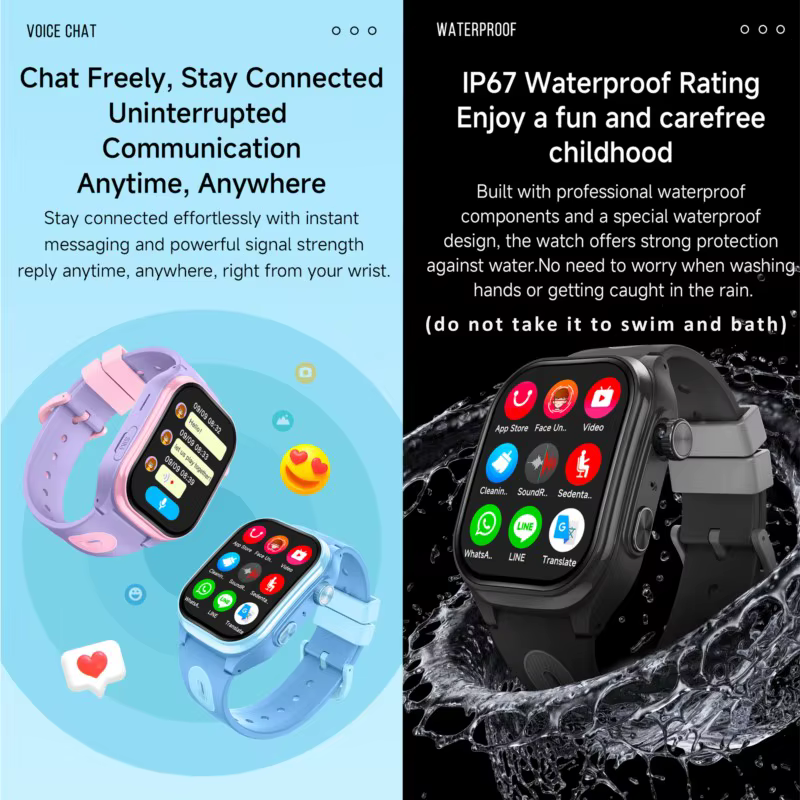 Montre intelligente pour enfants 4G GPS WIFI Appel vidéo Téléchargement d'applications