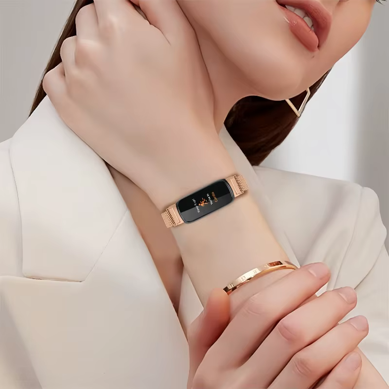 Bracelet magnétique pour Fitbit Inspire 3 bandes femmes hommes sangle à boucle en maille métallique