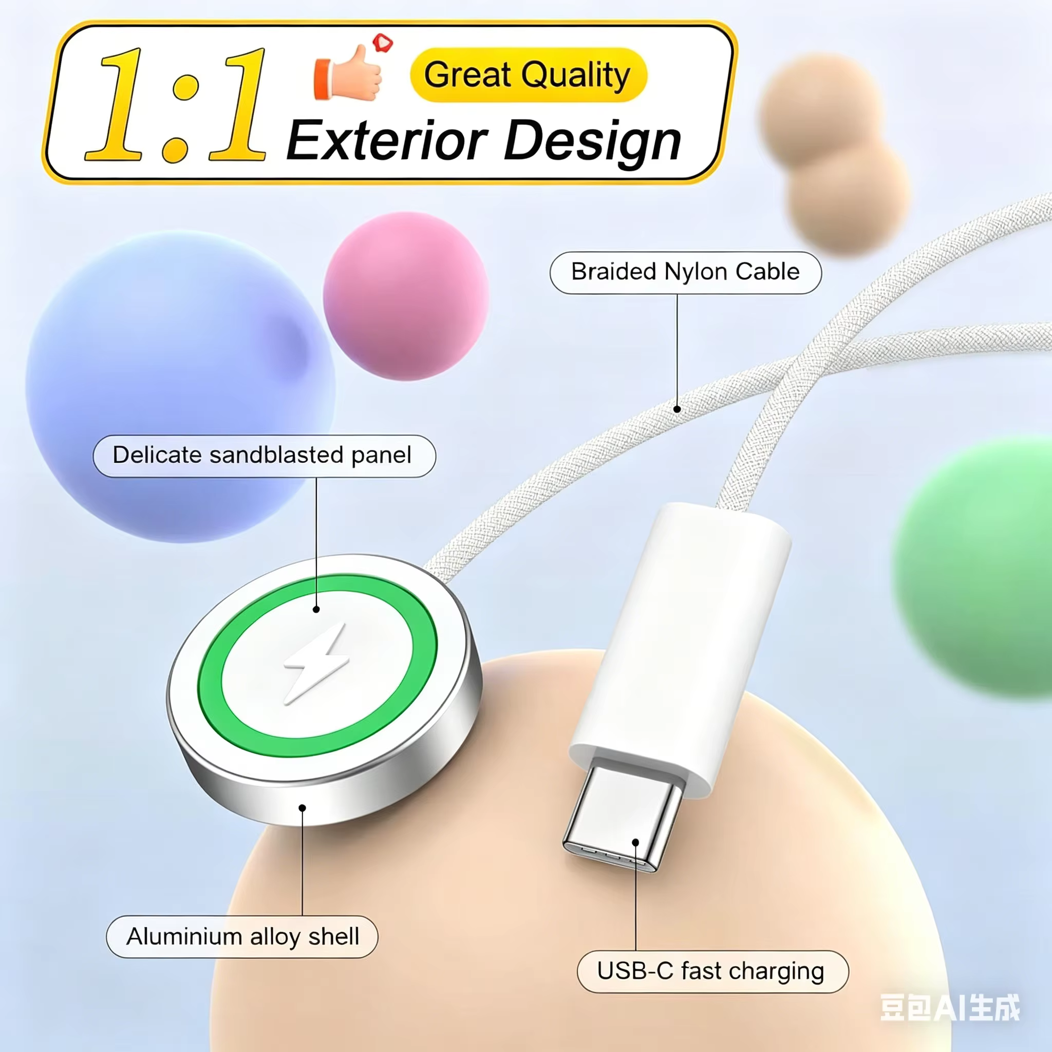 Cordon de chargeur USB C Compatible pour Apple Watch câble de chargement de montre magnétique